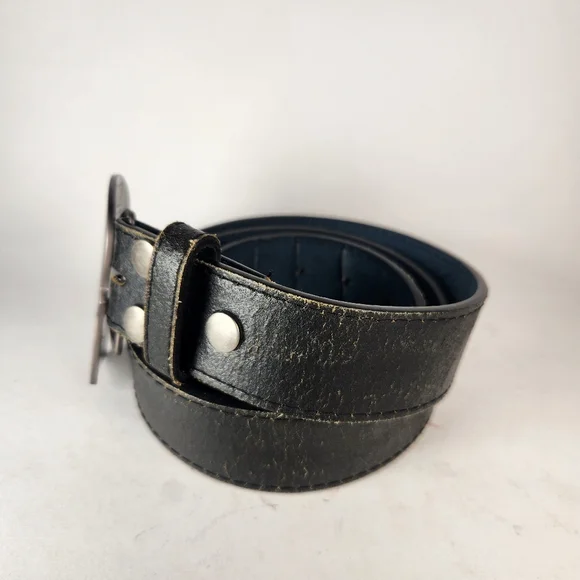 MARVEL Men's Belt Large Black Skull Vera Pelle Leather 36 - 38 Inch Grunge Goth - Picture 3 of 8